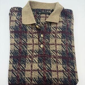 Vintage M.E. sport long sleeve polo flannel print size large